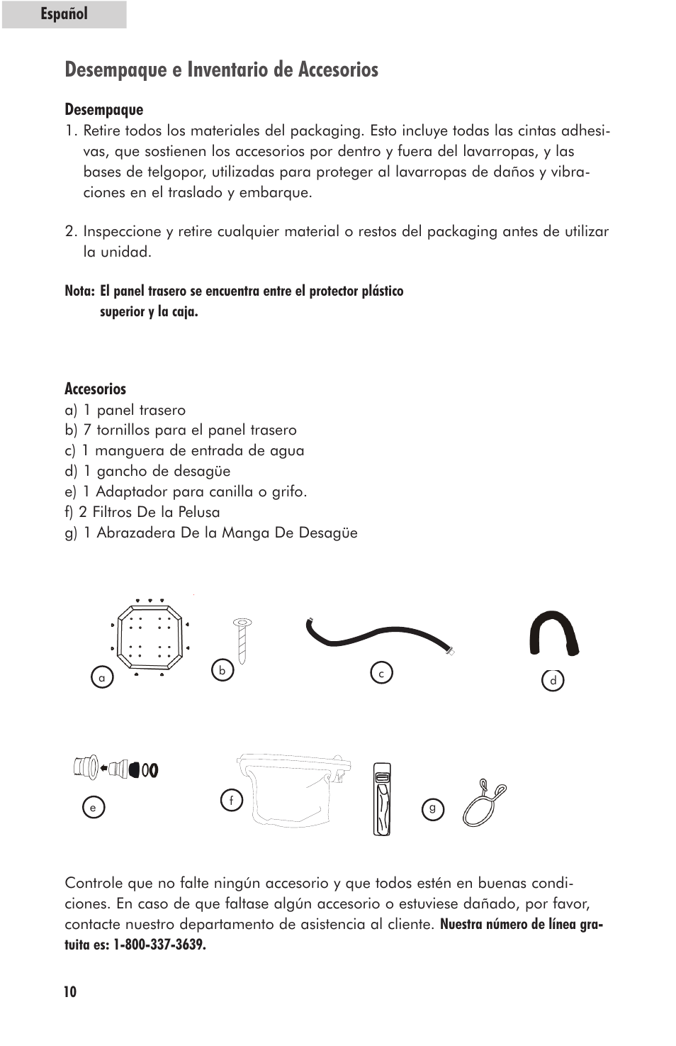 Desempaque e inventario de accesorios | haier HLP23E User Manual | Page 50 / 60