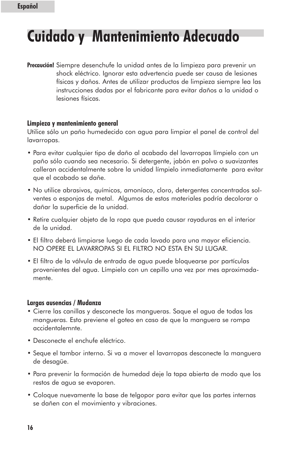 Cuidado y mantenimiento adecuado | haier HLP23E User Manual | Page 56 / 60
