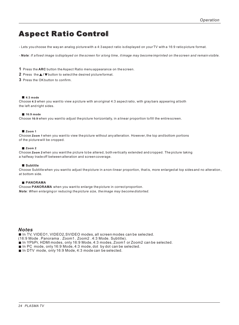 Aspect ratio control | haier HP42BB User Manual | Page 24 / 46