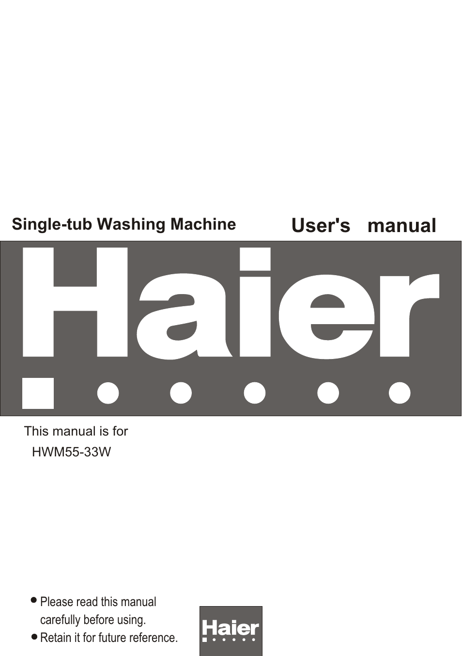 haier HWM55-33W User Manual | 12 pages