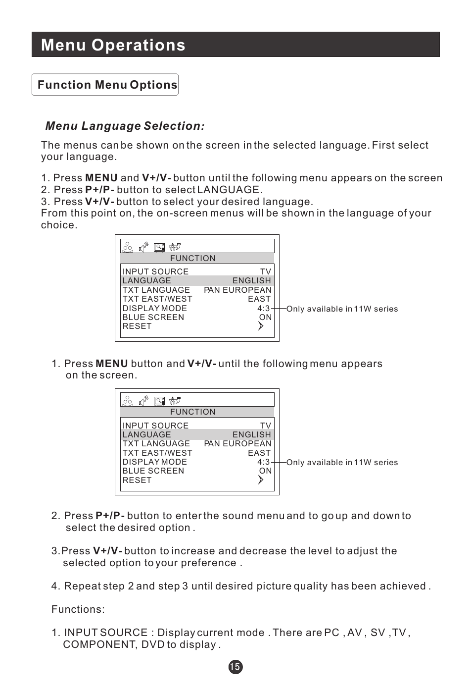 Menu operations | haier L1510B-C User Manual | Page 17 / 34