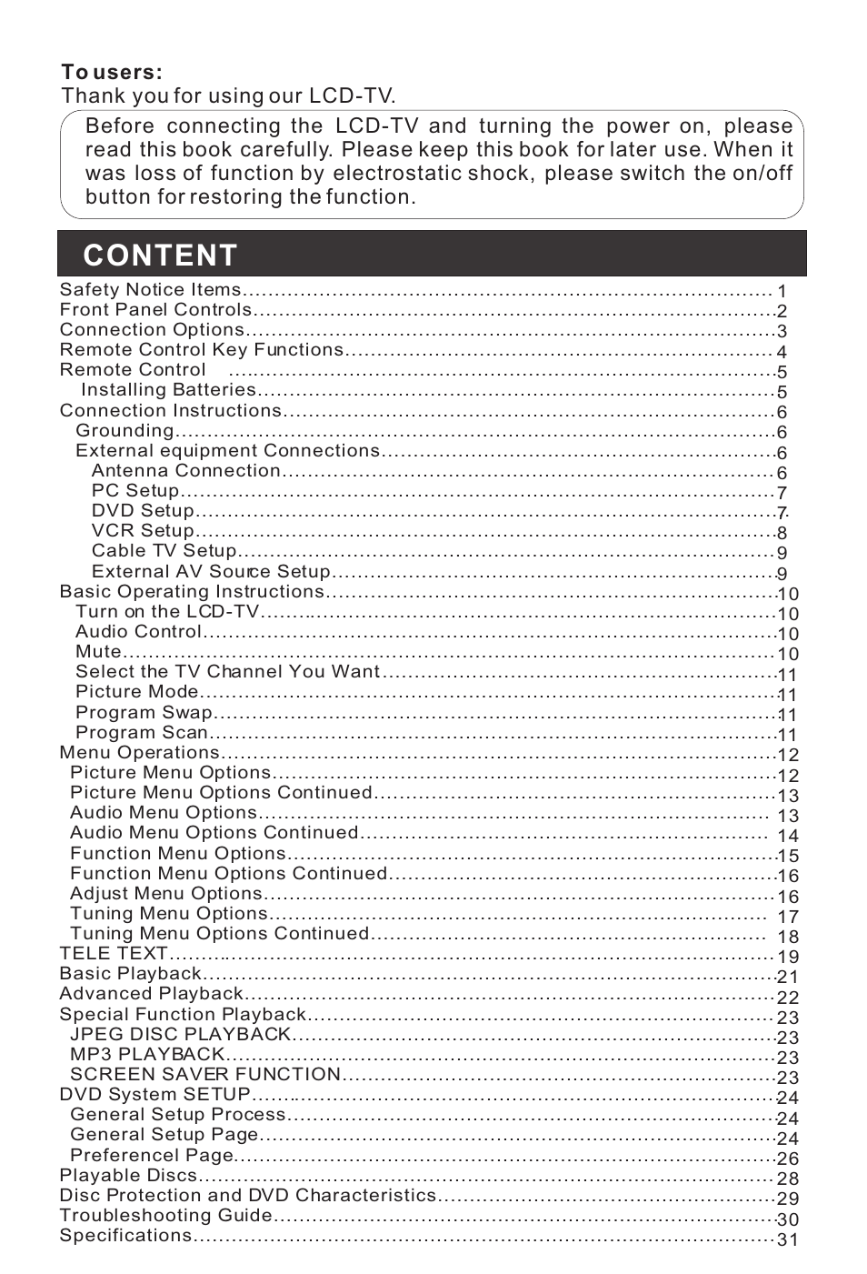 Content | haier L1510B-C User Manual | Page 2 / 34