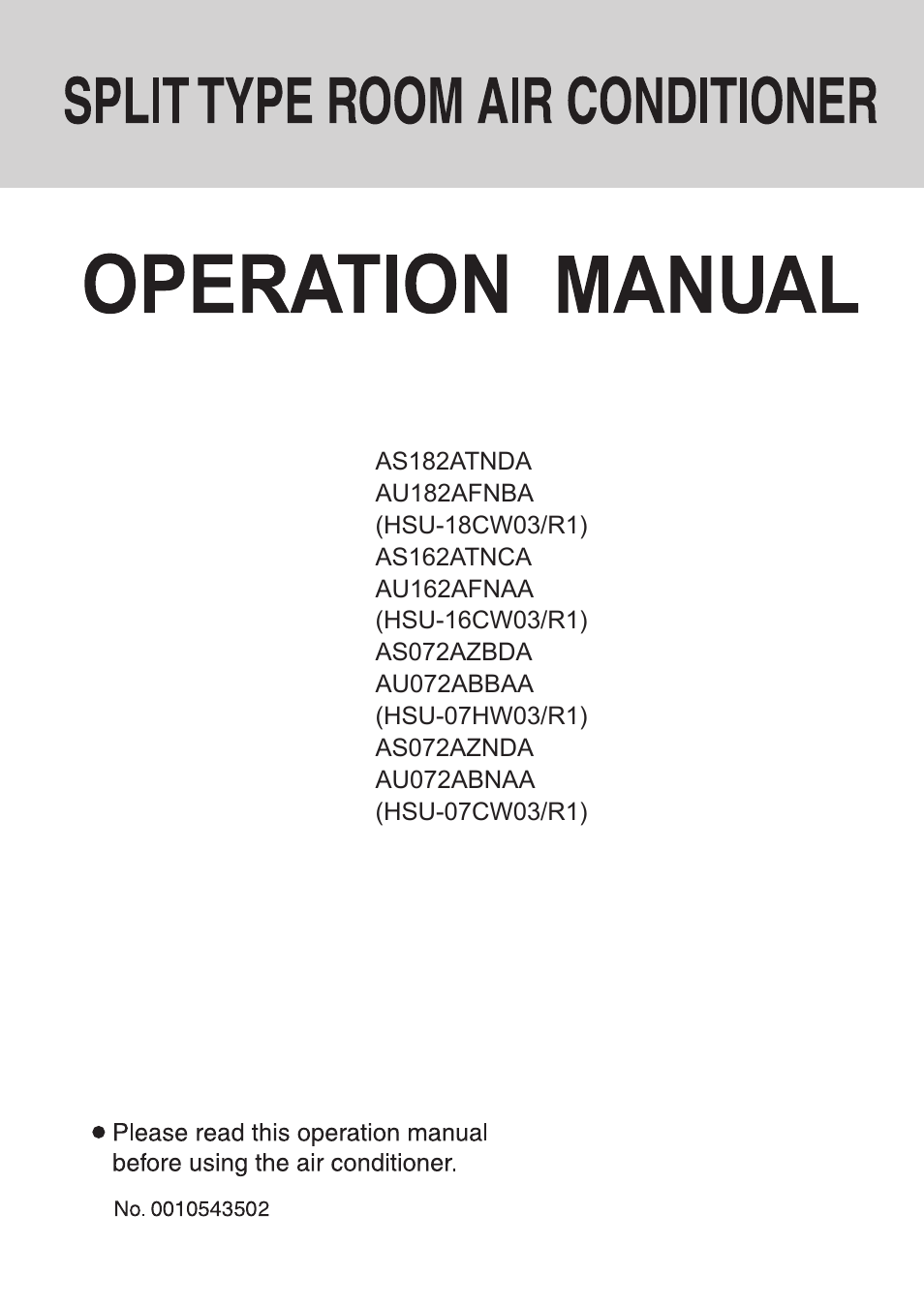 haier AS072AZNDA User Manual | 20 pages