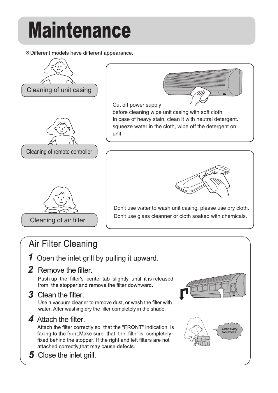 Maintenance | haier AS072AZNDA User Manual | Page 17 / 20