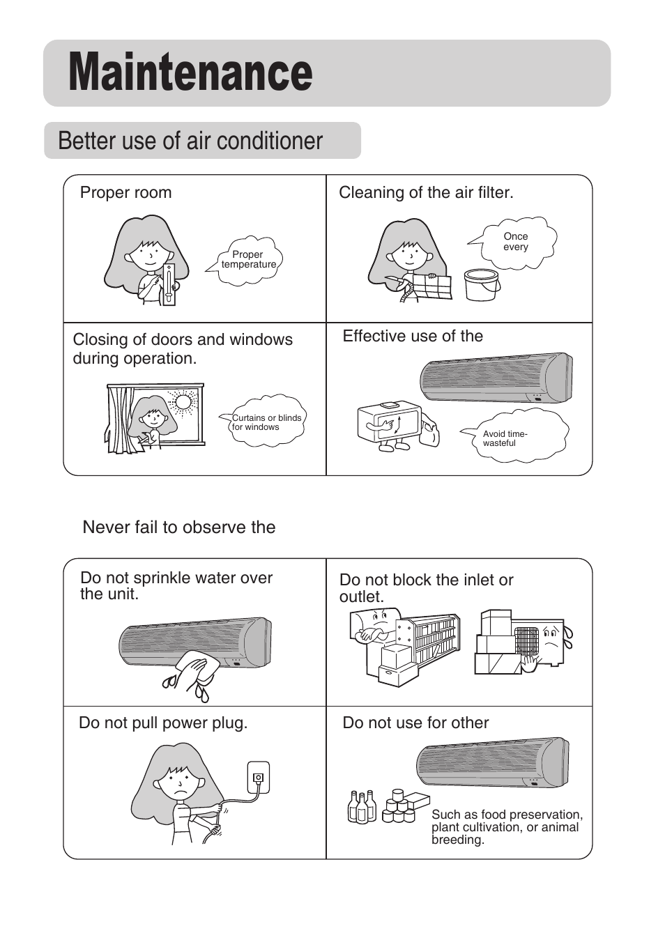 Maintenance, Better use of air conditioner | haier AS072AZNDA User Manual | Page 19 / 20