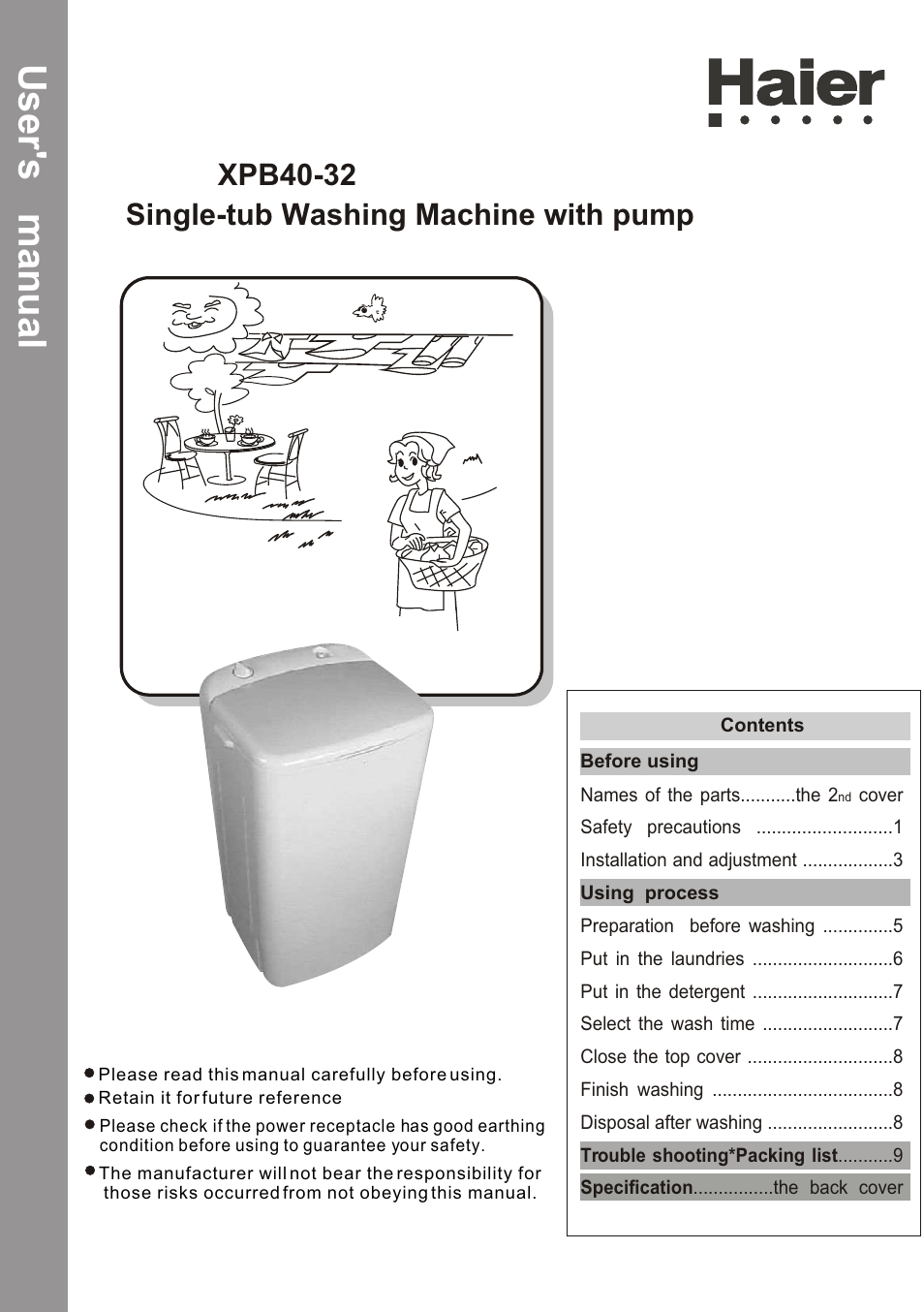 haier XPB40-32 User Manual | 26 pages