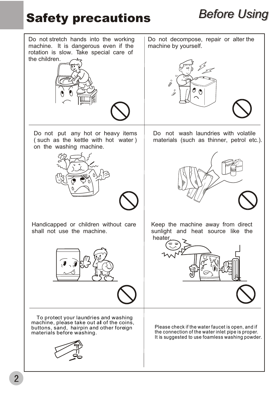 Before using, Safety precautions | haier XPB40-32 User Manual | Page 4 / 26