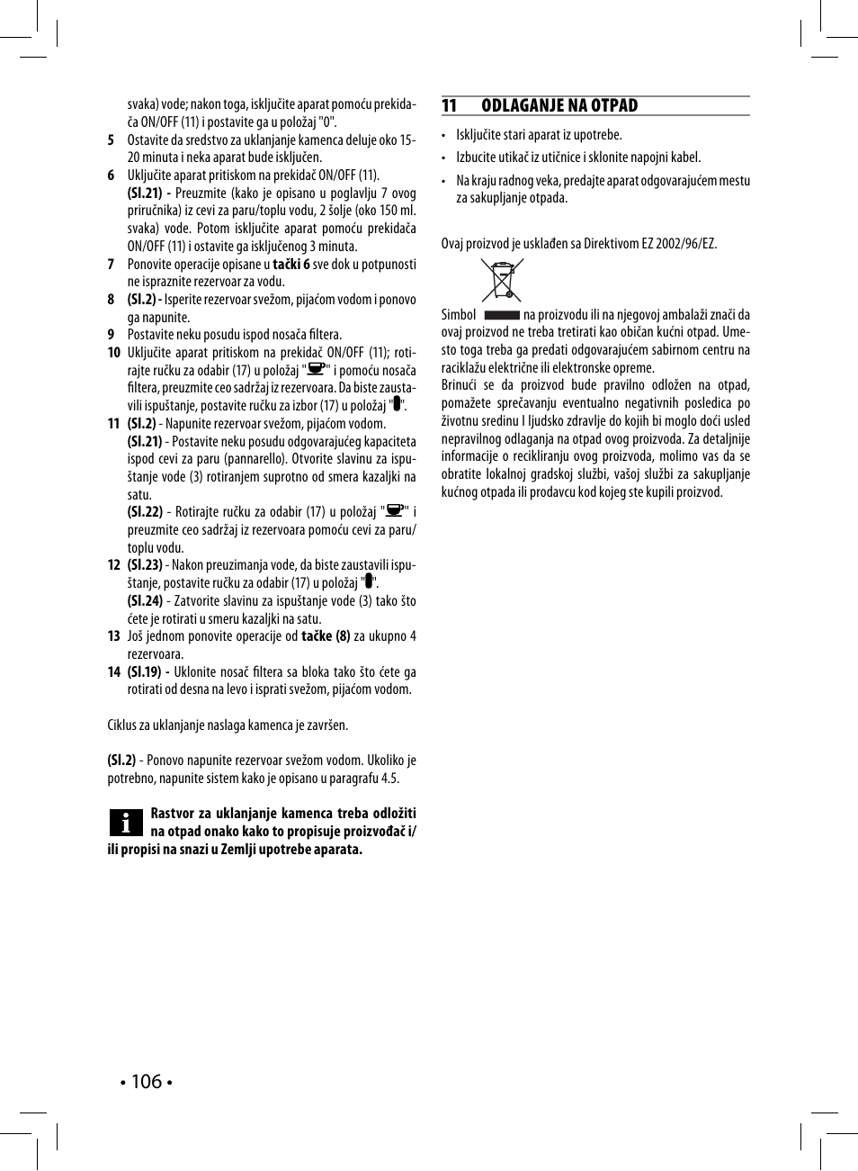 11 odlaganje na otpad | Philips HD8323 User Manual | Page 106 / 108