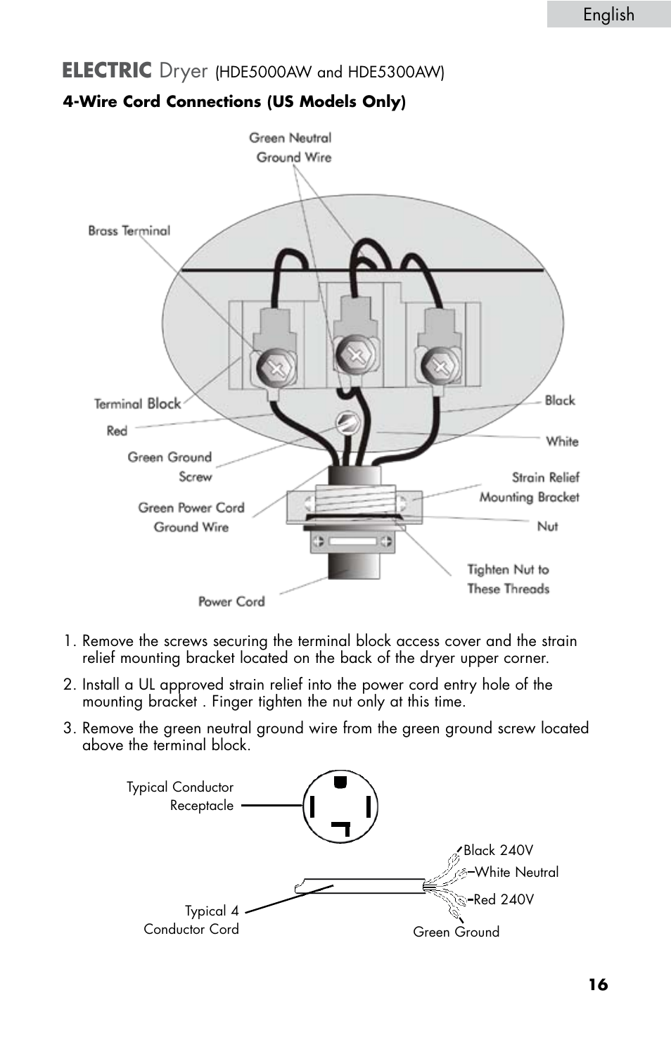 Electric dryer | haier CHDE5300AW User Manual | Page 17 / 107