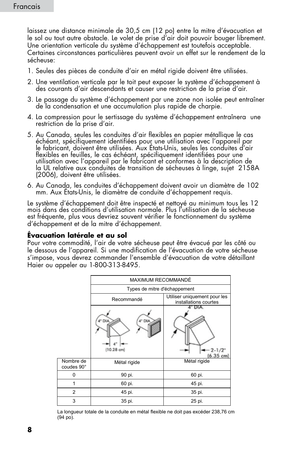 Francais | haier CHDE5300AW User Manual | Page 44 / 107