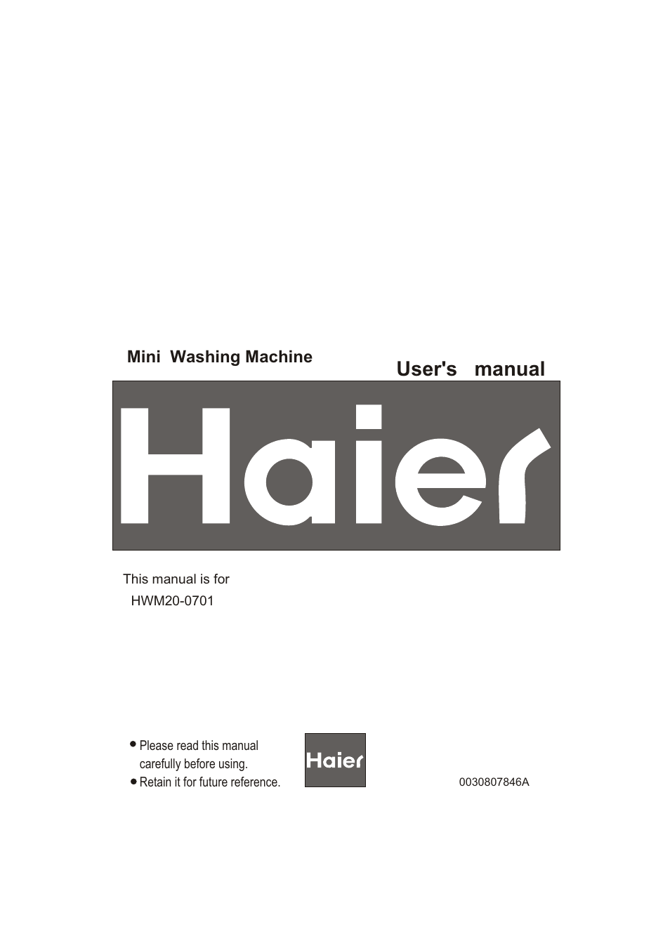 haier HWM20-0701 User Manual | 12 pages