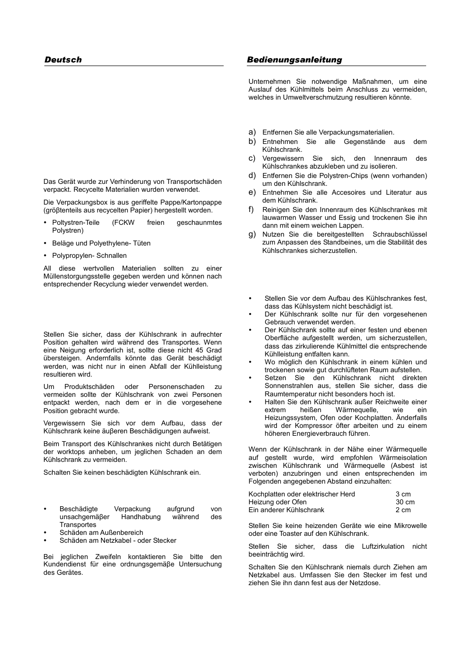 Umweltschutz und ordentliche entsorgung, Aufstellung | haier HFN-136 User Manual | Page 5 / 60
