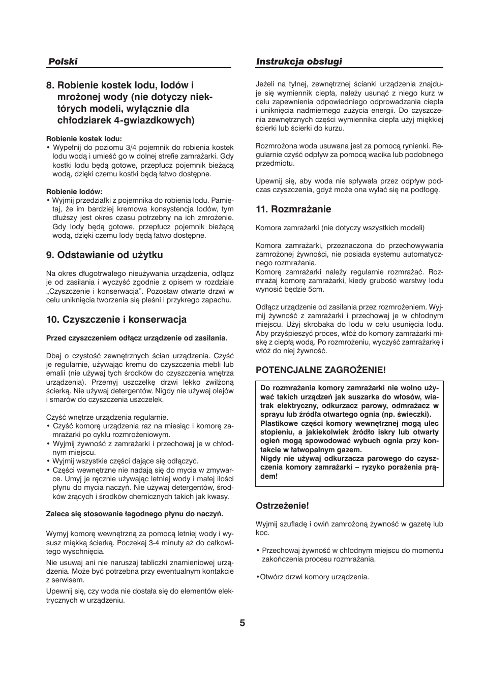 Odstawianie od użytku, Czyszczenie i konserwacja, Rozmrażanie | haier HFN-136 User Manual | Page 57 / 60