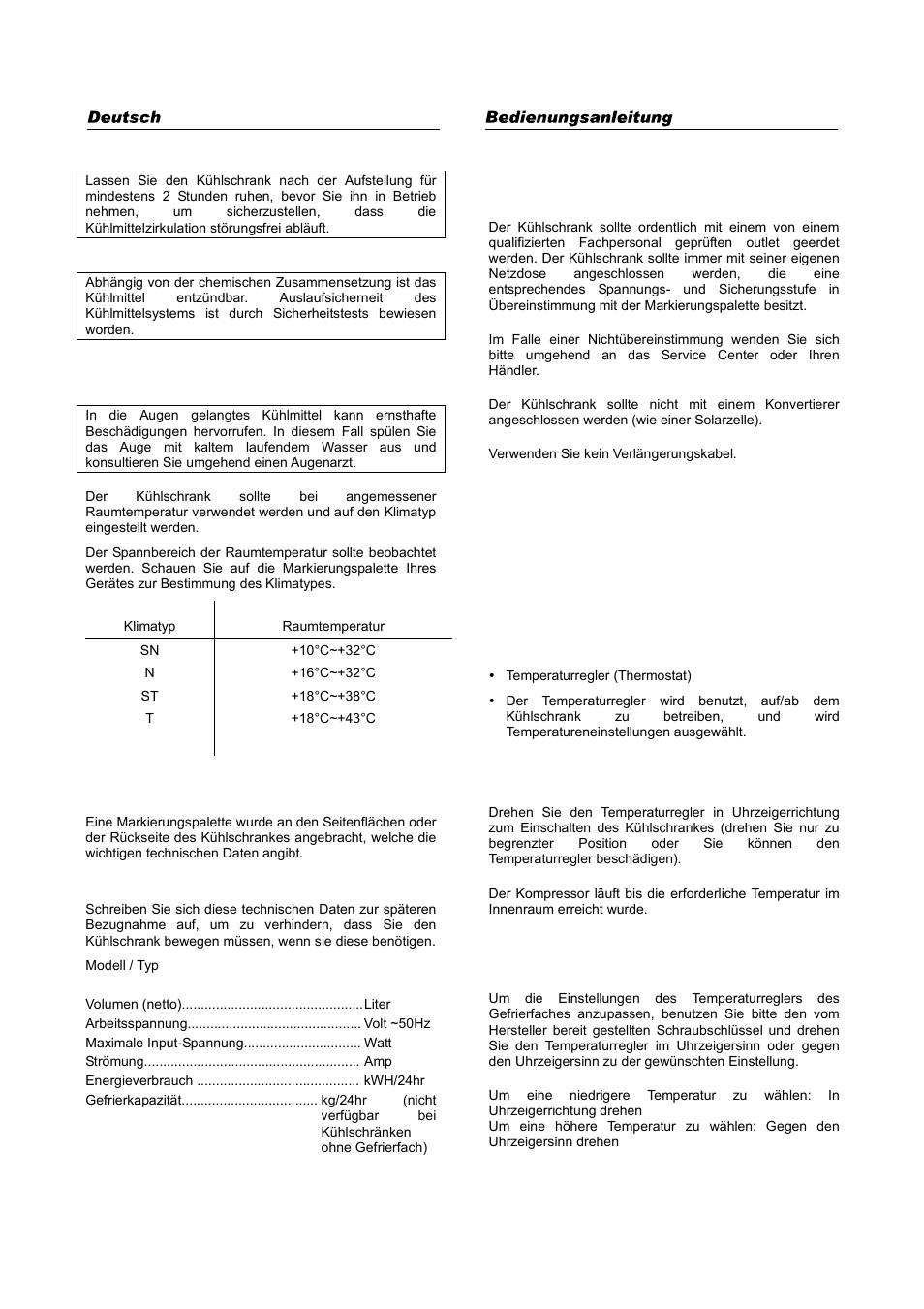 Markierungspalette, Elektrischer anschluss, Bedienungsanweisungen | haier HFN-136 User Manual | Page 6 / 60
