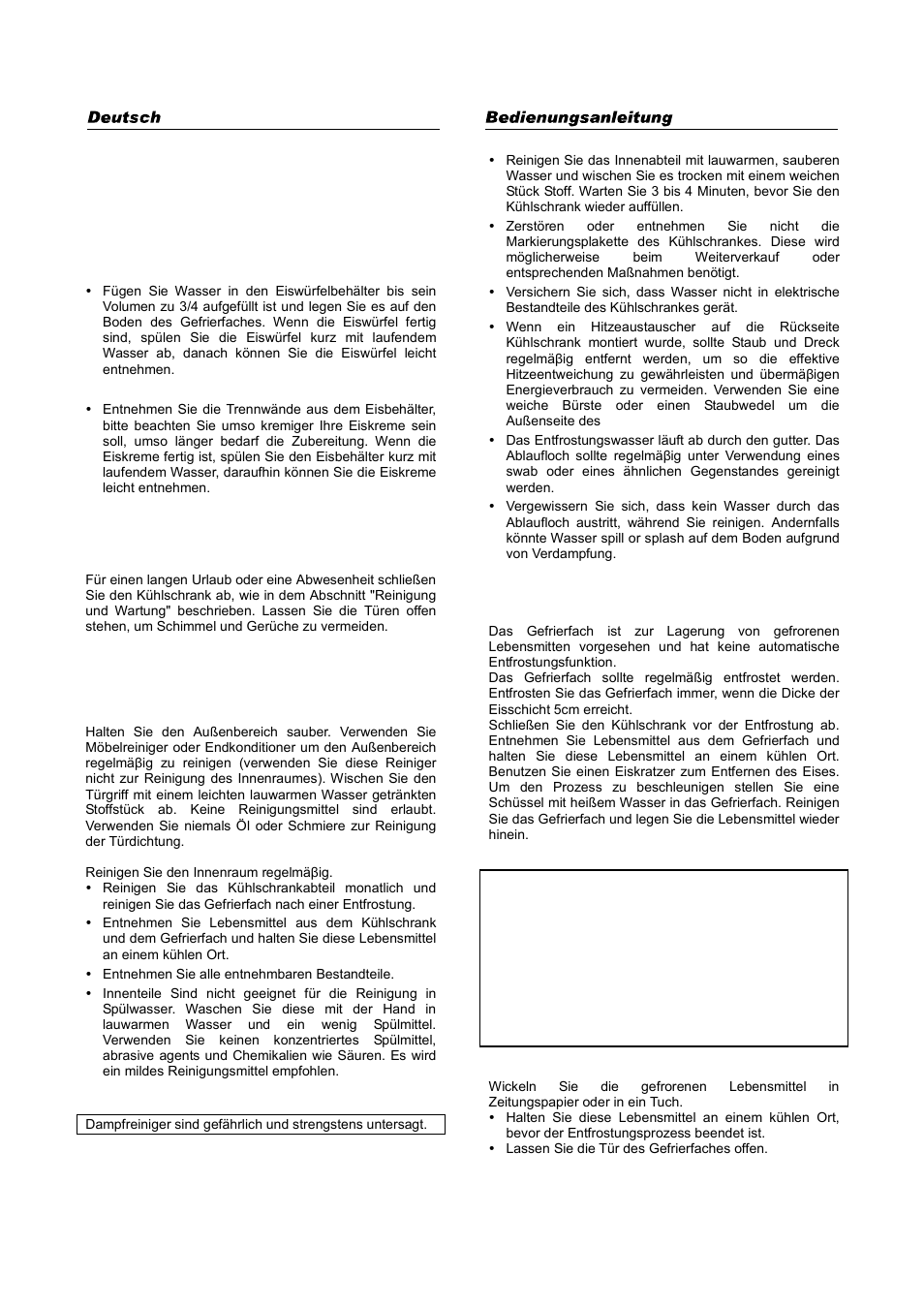 Vorbereitung für einen urlaub, Reinigung und wartung, Entfrosten | haier HFN-136 User Manual | Page 8 / 60