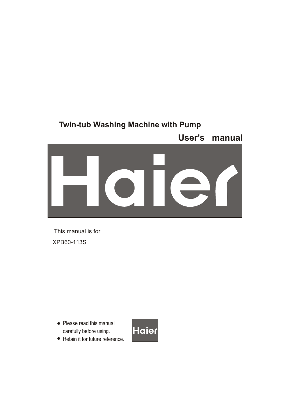 haier XPB60-113S User Manual | 19 pages