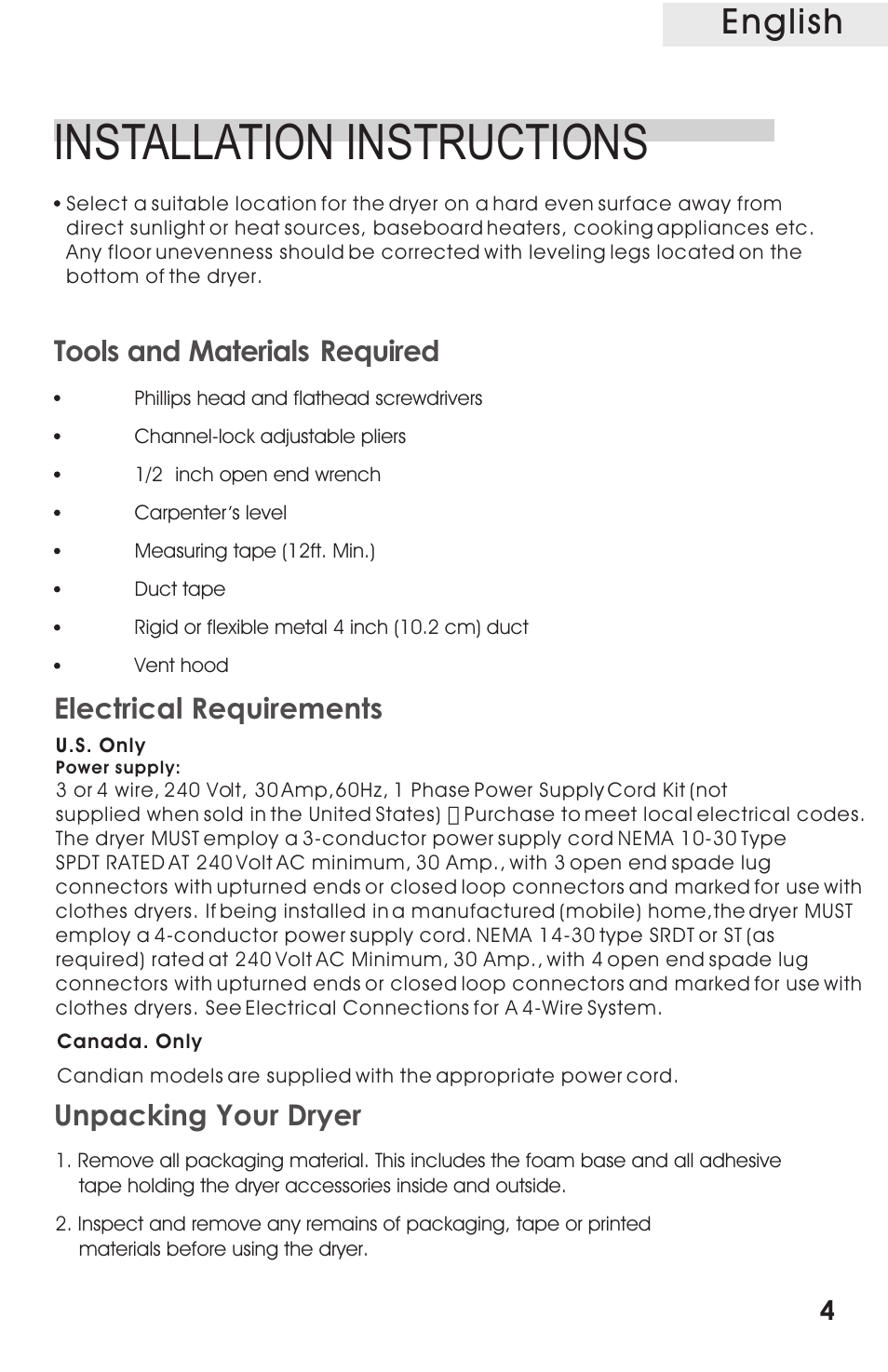 Т³гж 5, Installation instructions, English | haier CRDE200AW User Manual | Page 5 / 25