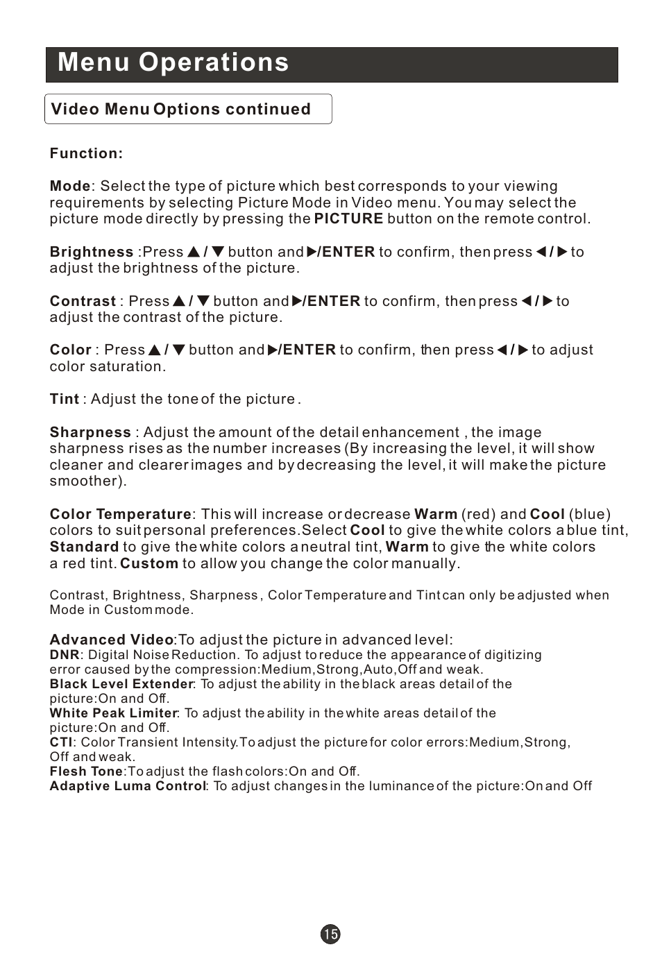 Т³гж 20, Menu operations | haier HL19K1 User Manual | Page 20 / 49