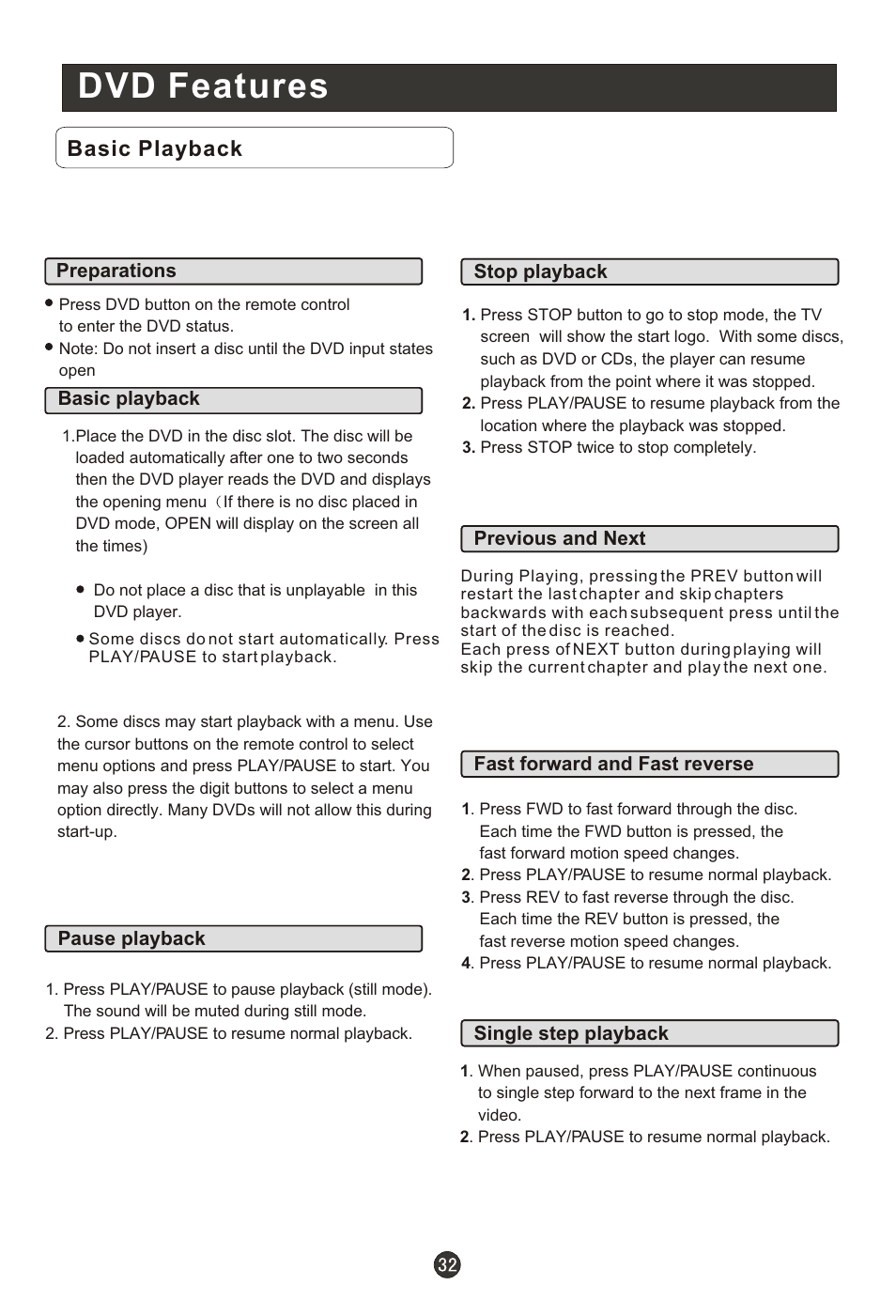 Т³гж 37, Dvd features, Basic playback | haier HL19K1 User Manual | Page 37 / 49