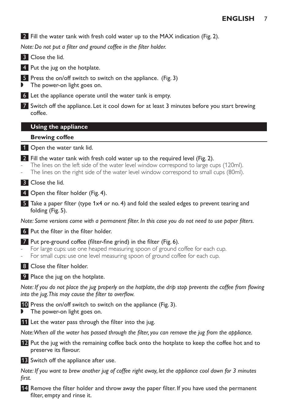 Using the appliance, Brewing coffee | Philips HD7583 User Manual | Page 7 / 86