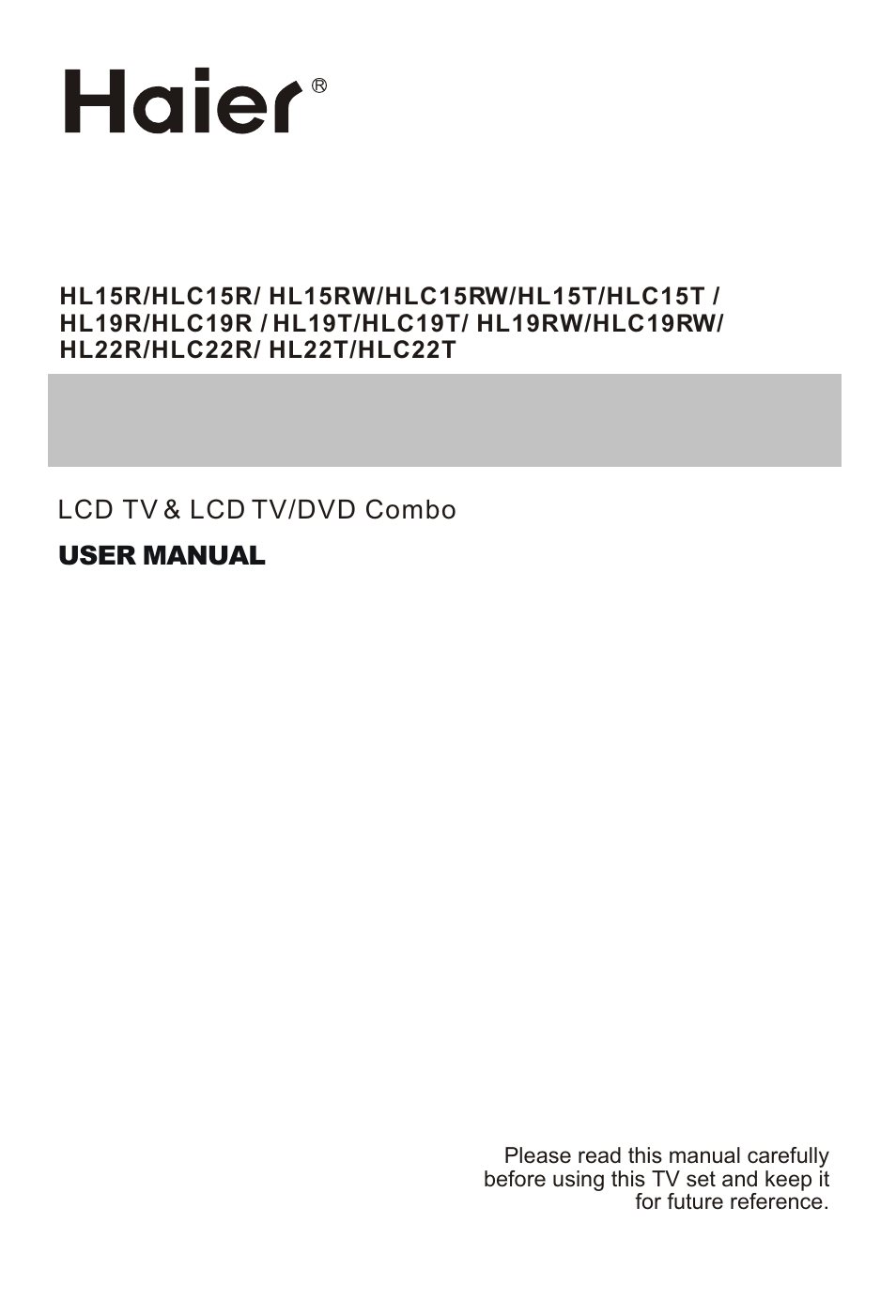 haier HL15R User Manual | 47 pages