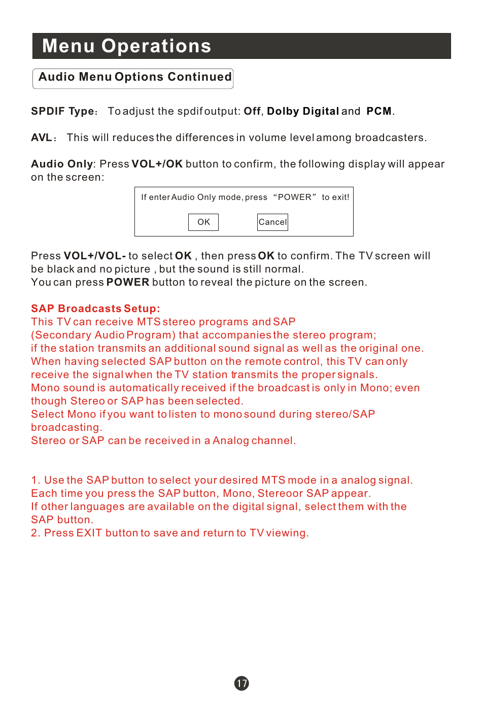 Menu operations | haier HL15R User Manual | Page 22 / 47