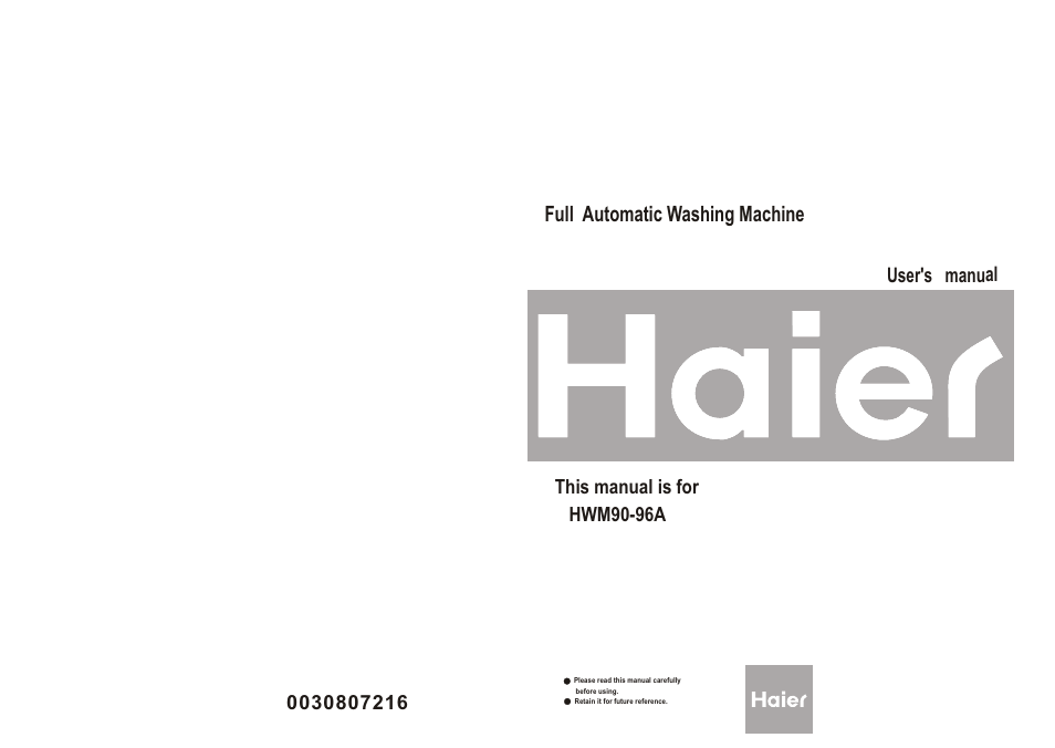 haier HWM90-96A User Manual | 11 pages