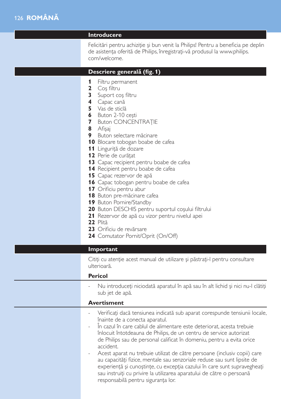 Română 126 | Philips HD7751 User Manual | Page 126 / 202