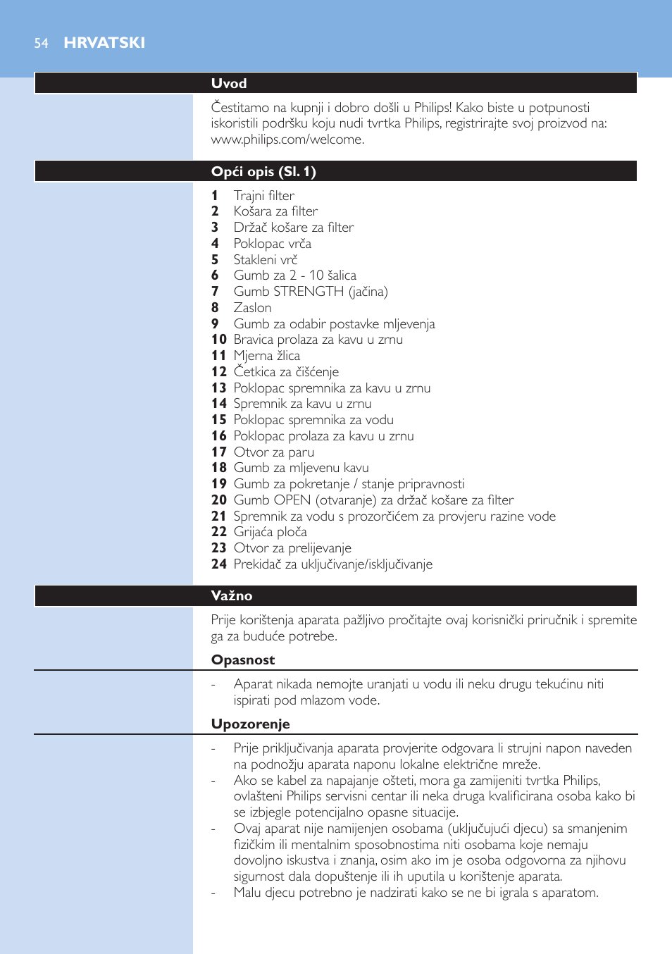 Hrvatski, Hrvatski 54 | Philips HD7751 User Manual | Page 54 / 202