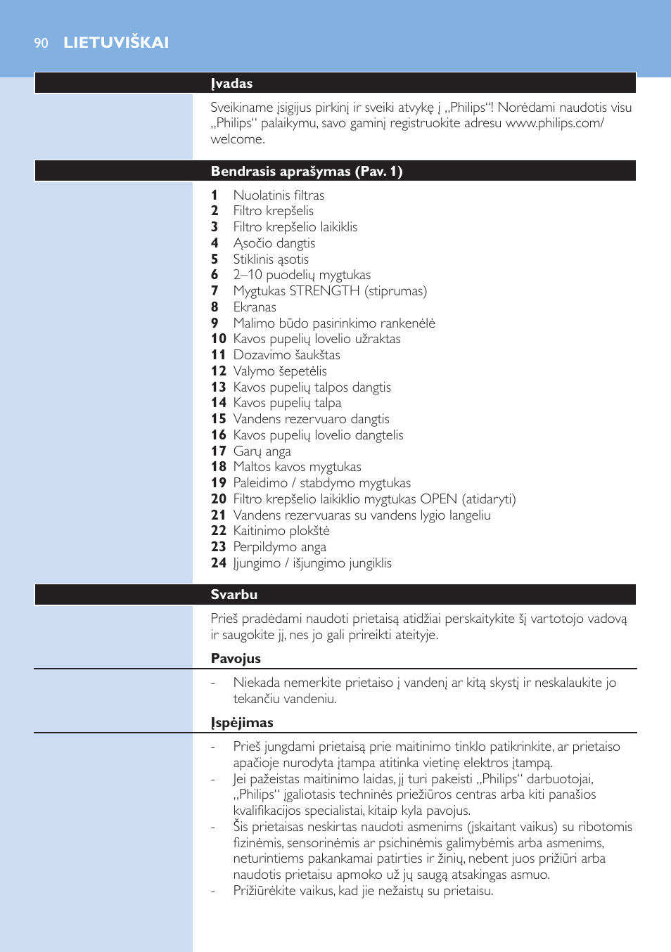 Lietuviškai 90 | Philips HD7751 User Manual | Page 90 / 202