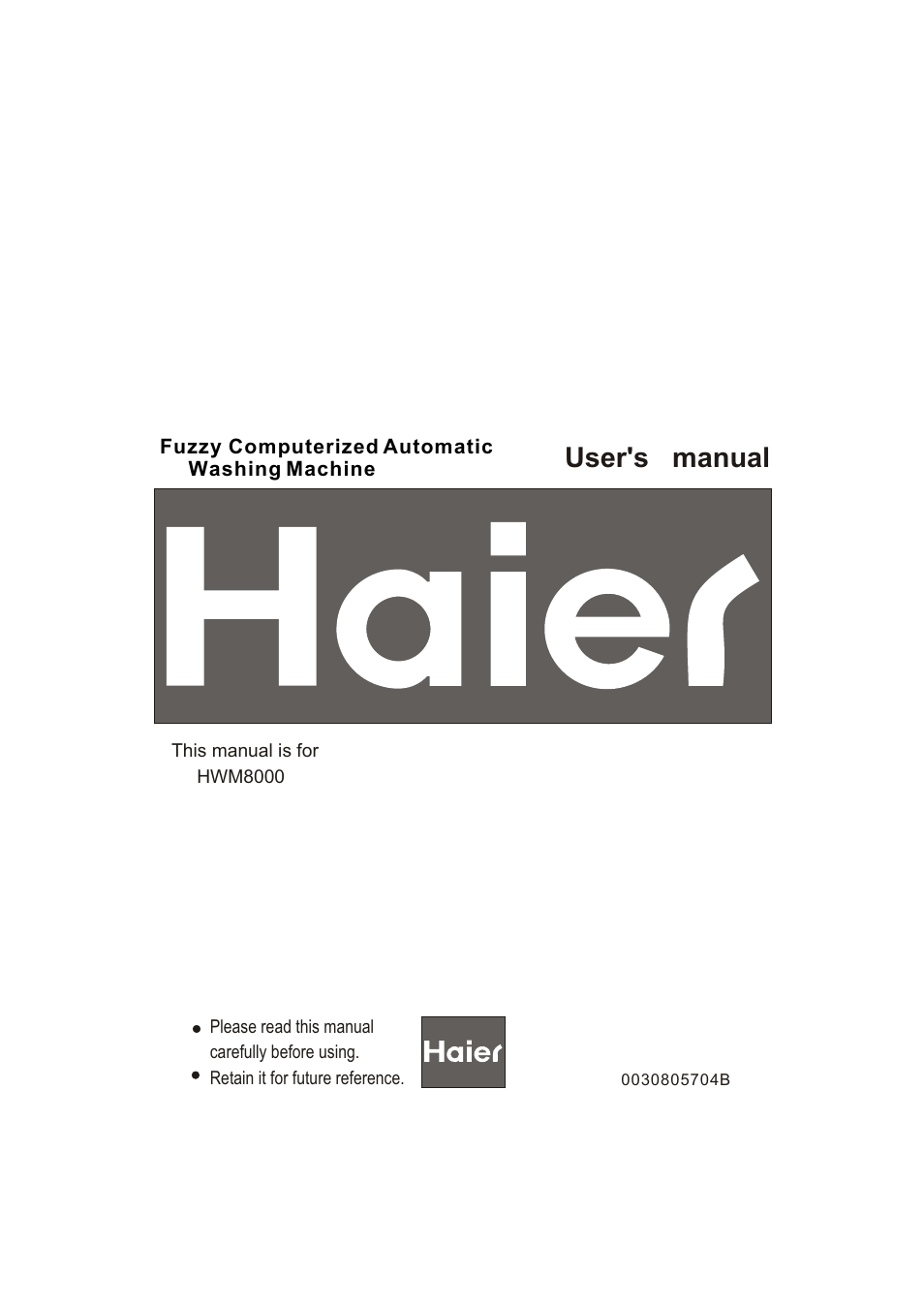 haier HWM8000 User Manual | 18 pages