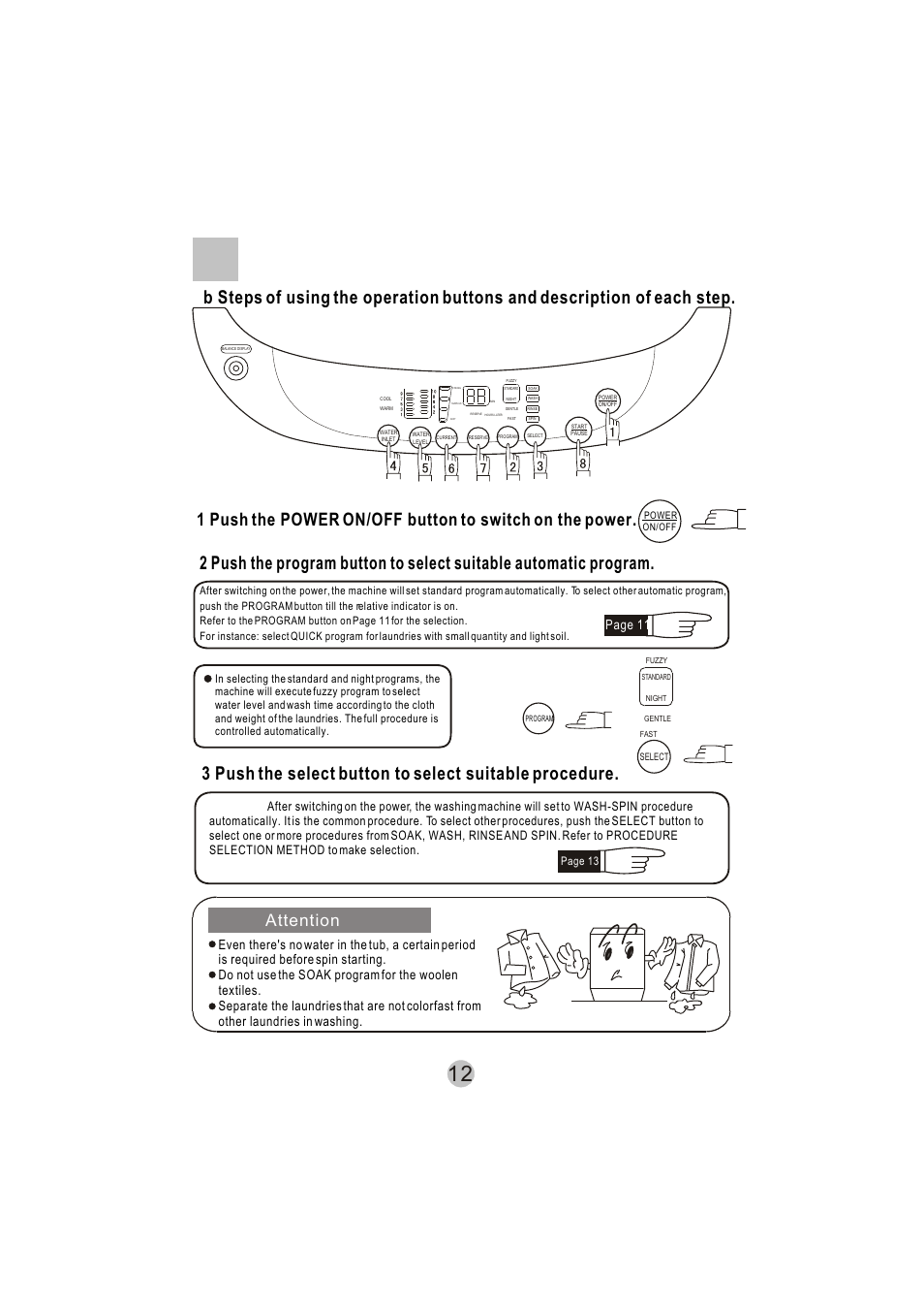 Attention, Page 11 | haier HWM8000 User Manual | Page 14 / 18