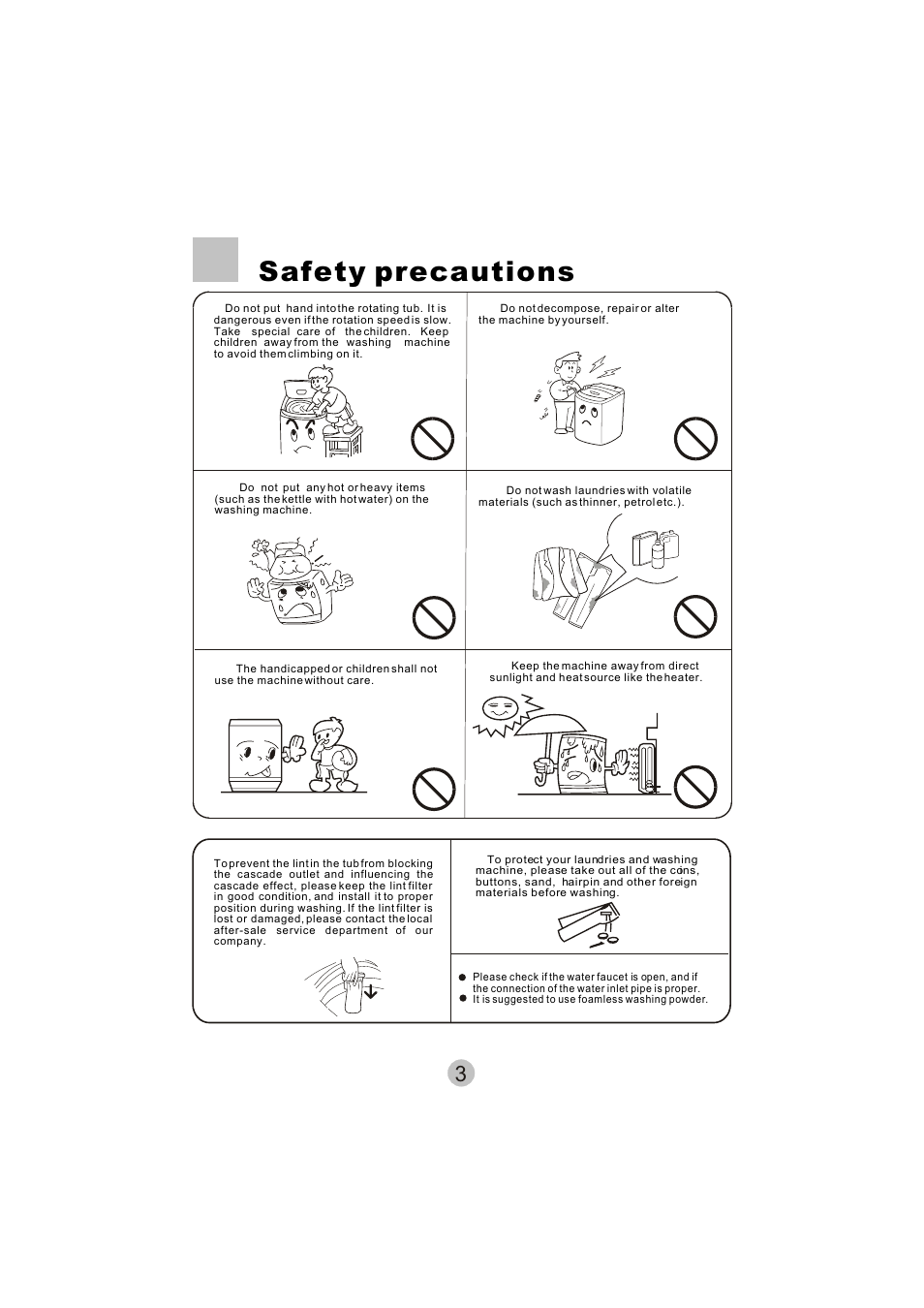 Safety precautions | haier HWM8000 User Manual | Page 5 / 18