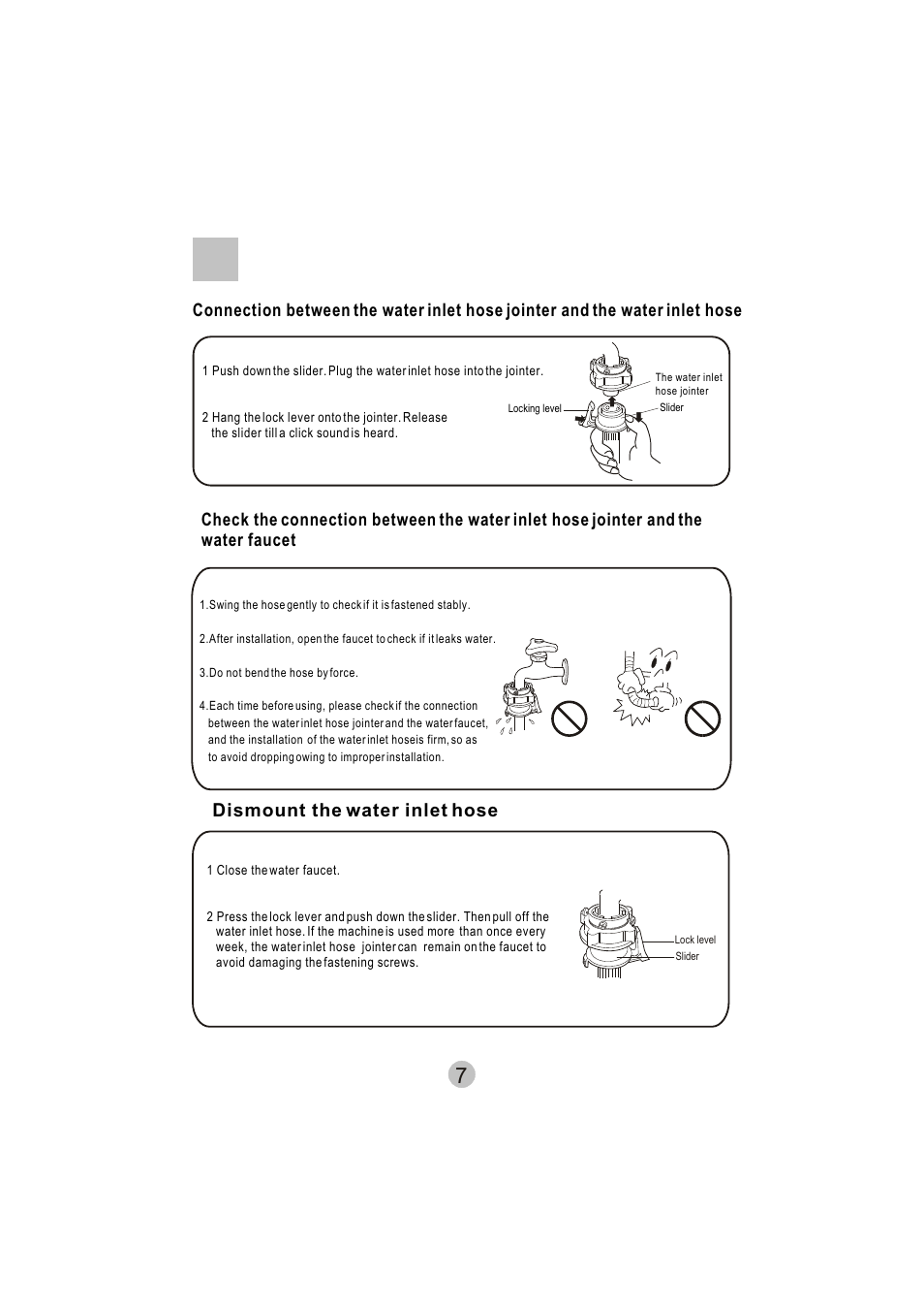 Dismount the water inlet hose | haier HWM8000 User Manual | Page 9 / 18