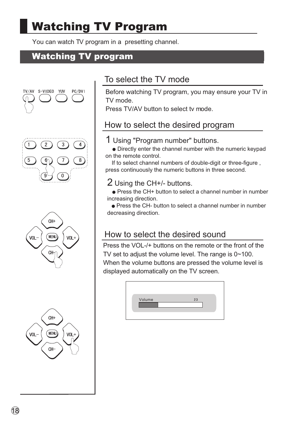 Watching tv program, Watching tv program how to select the desired, Program | How to select the desired, Sound | haier TFT-LCD User Manual | Page 21 / 49