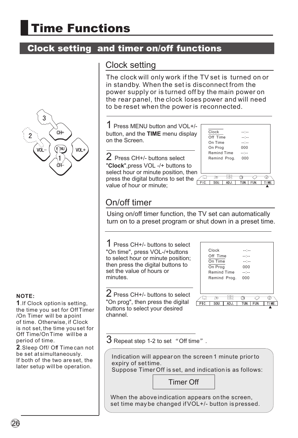 Time functions, Timer off | haier TFT-LCD User Manual | Page 29 / 49