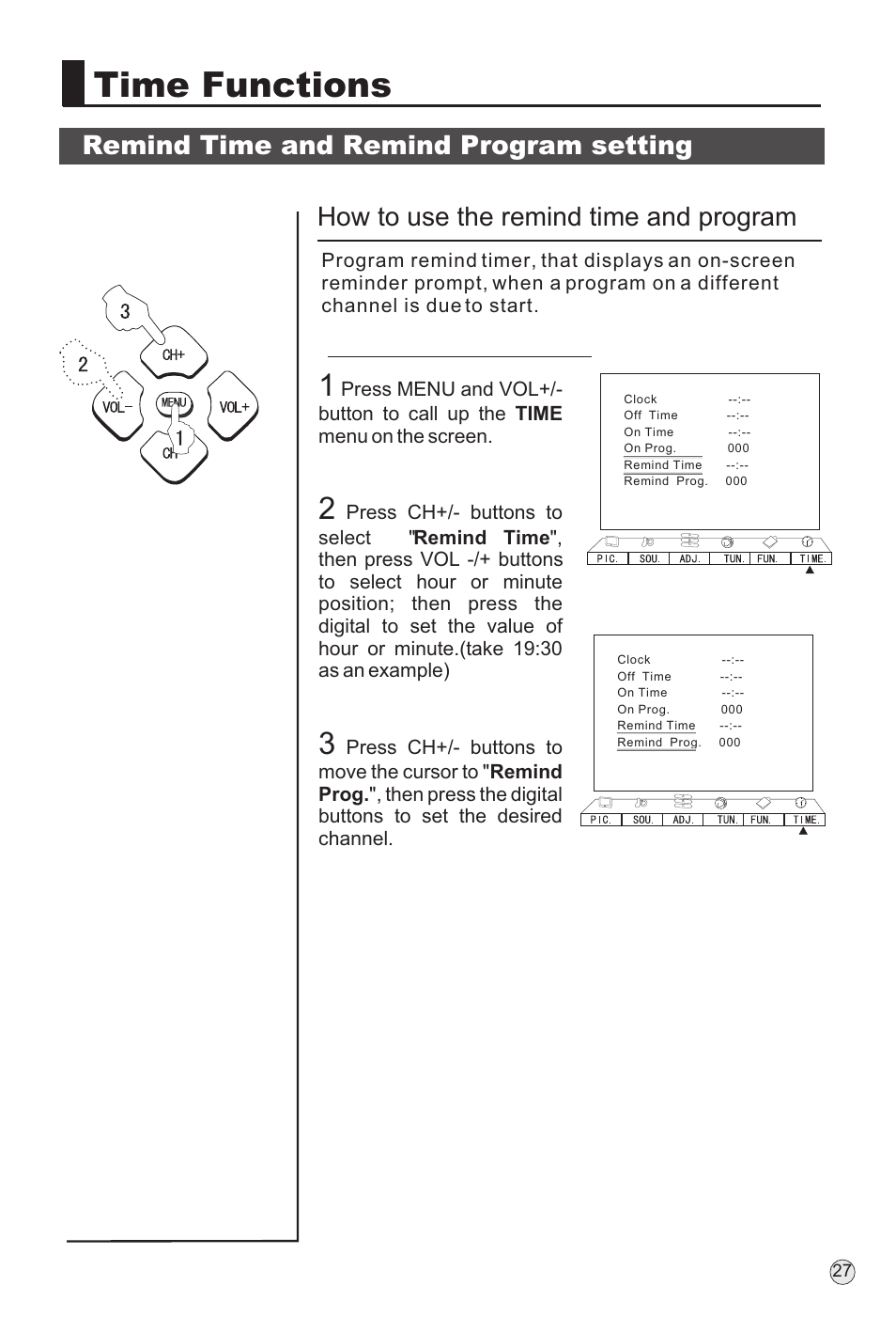 Time functions | haier TFT-LCD User Manual | Page 30 / 49