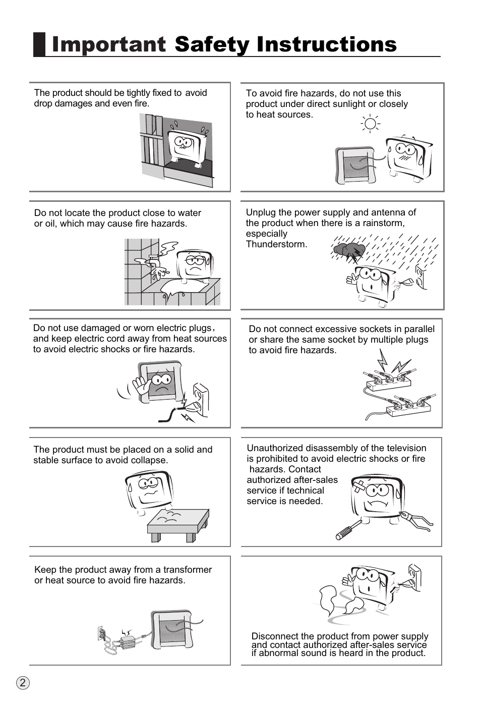 Important safety instructions | haier TFT-LCD User Manual | Page 5 / 49