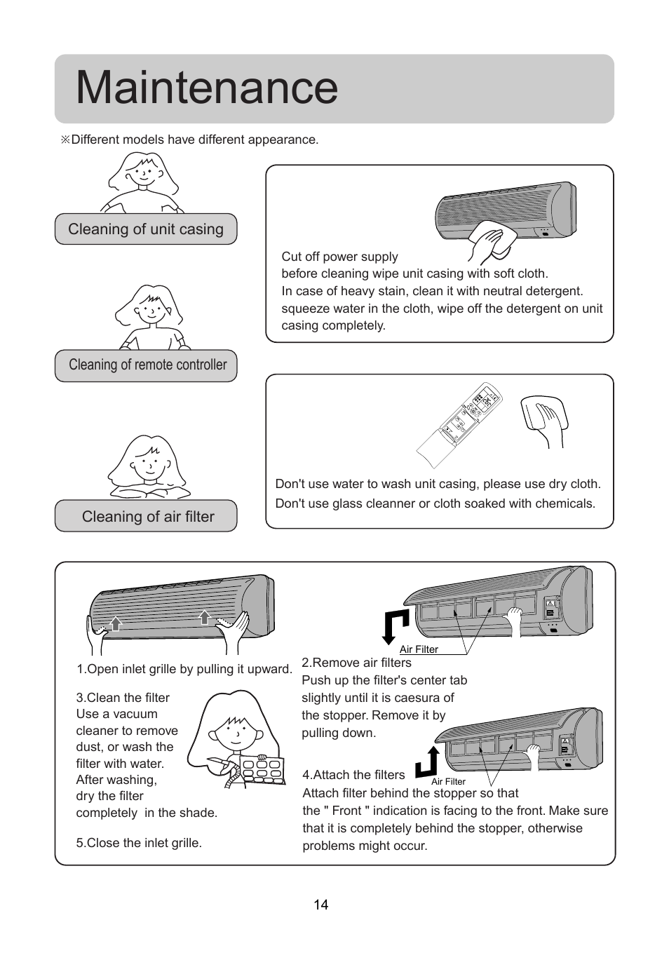 Maintenance | haier AS072AZNBA User Manual | Page 16 / 19