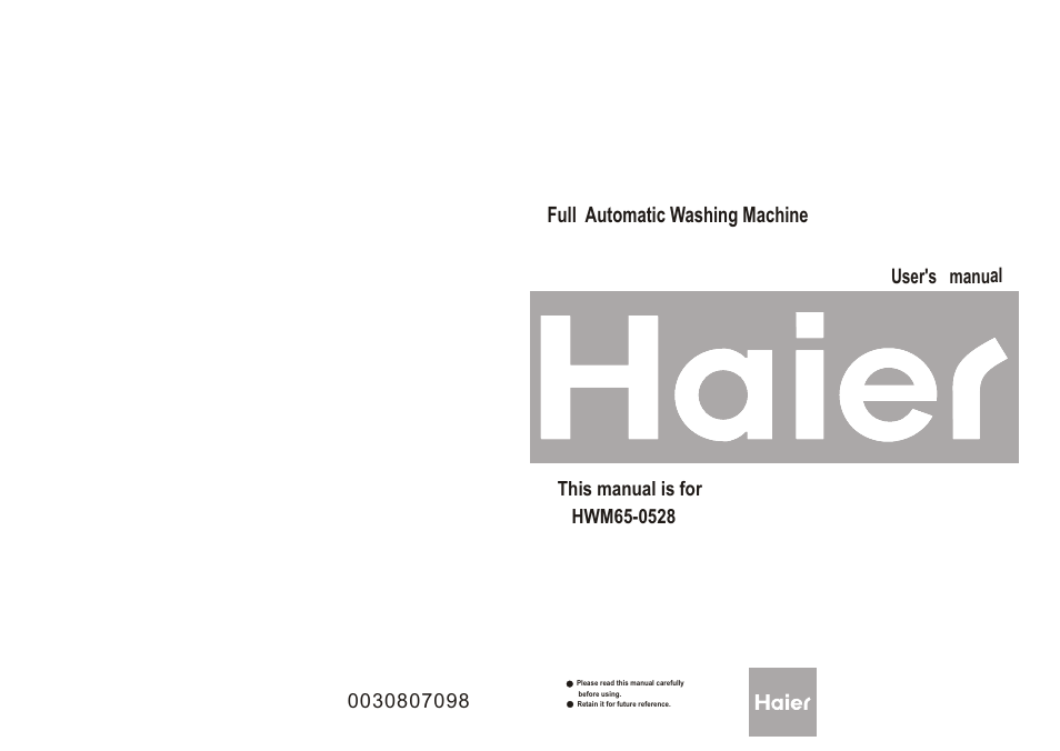 haier HWM65-0528 User Manual | 10 pages