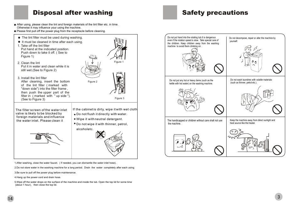Disposal after washing safety precautions | haier HWM65-0528 User Manual | Page 5 / 10