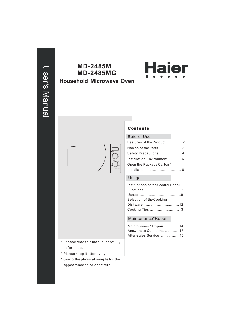 haier MD-2485M User Manual | 20 pages