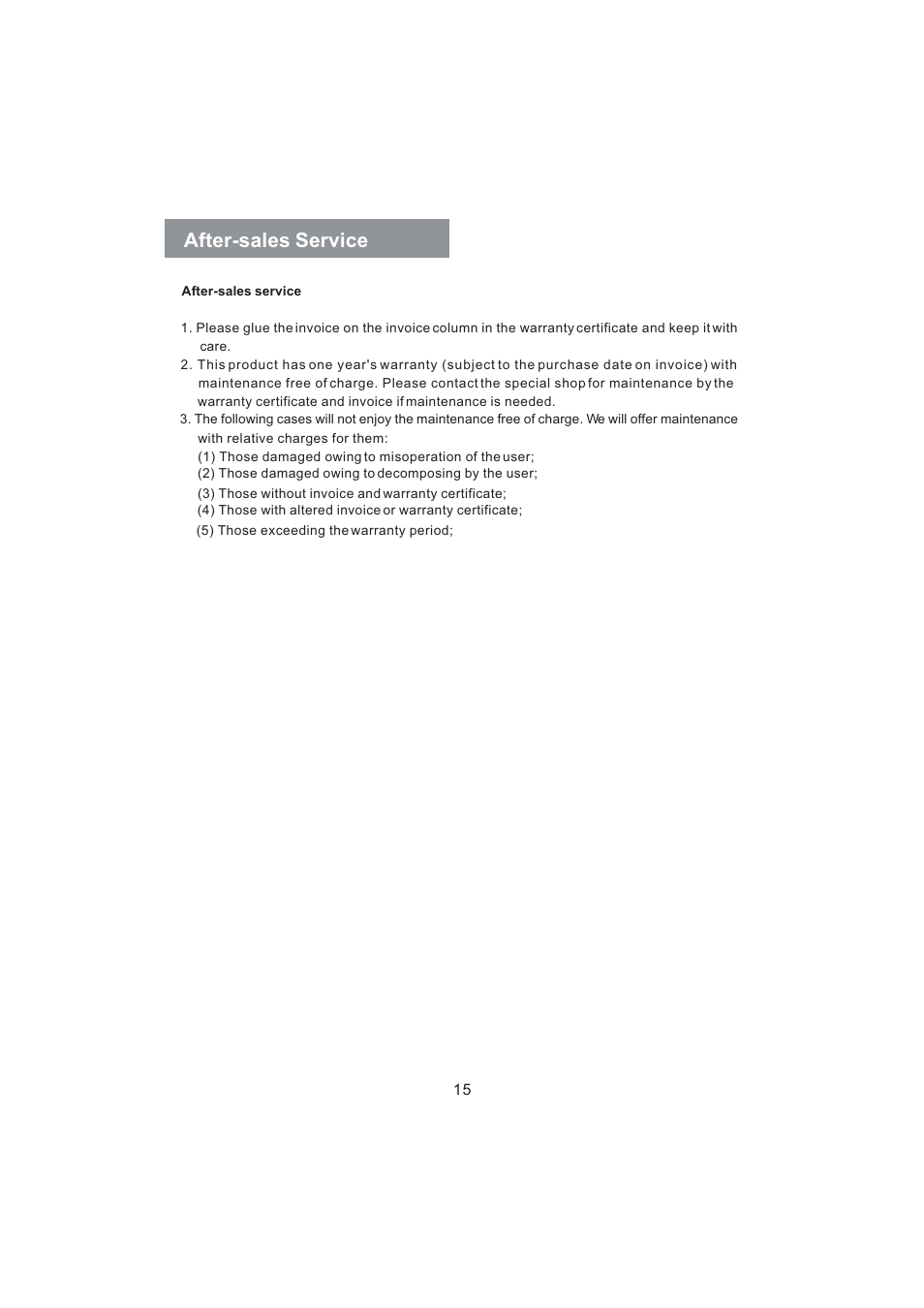 After-sales service | haier MD-2485M User Manual | Page 17 / 20