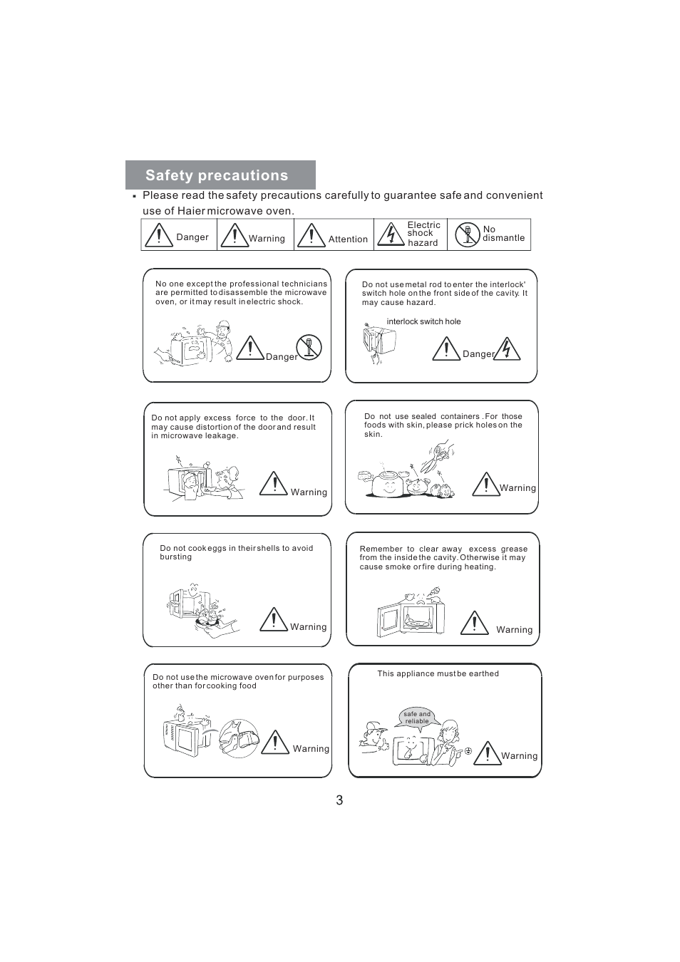 Safety precautions | haier MD-2485M User Manual | Page 5 / 20