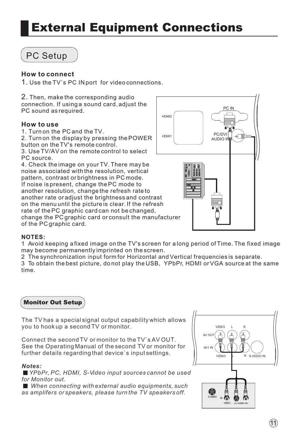 External equipment connections, Pc setup, How to connect | How to use | haier L32H8 User Manual | Page 13 / 35