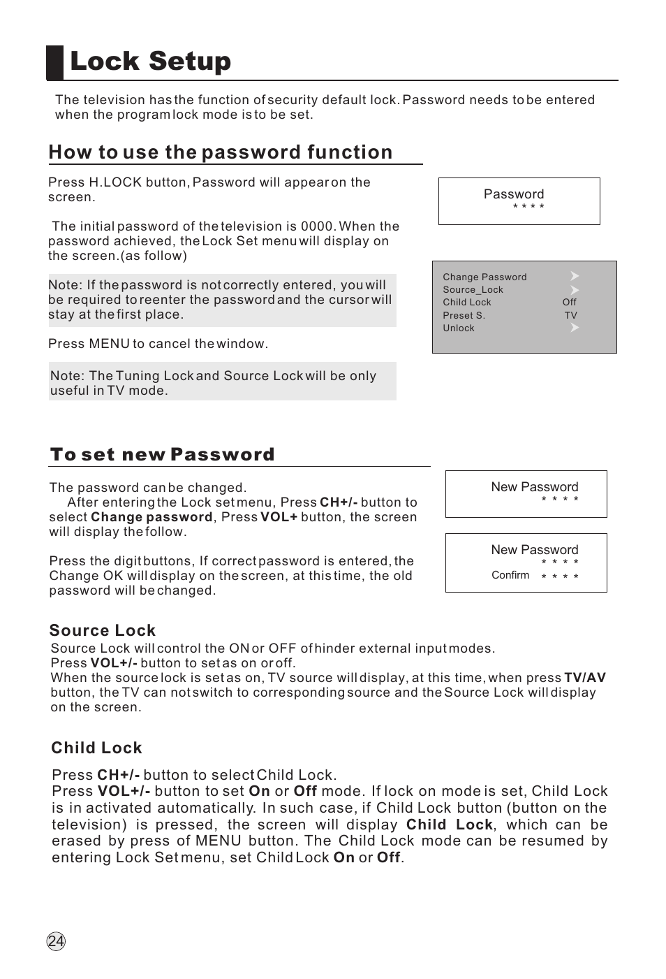 Lock setup, How to use the password function | haier L32H8 User Manual | Page 26 / 35