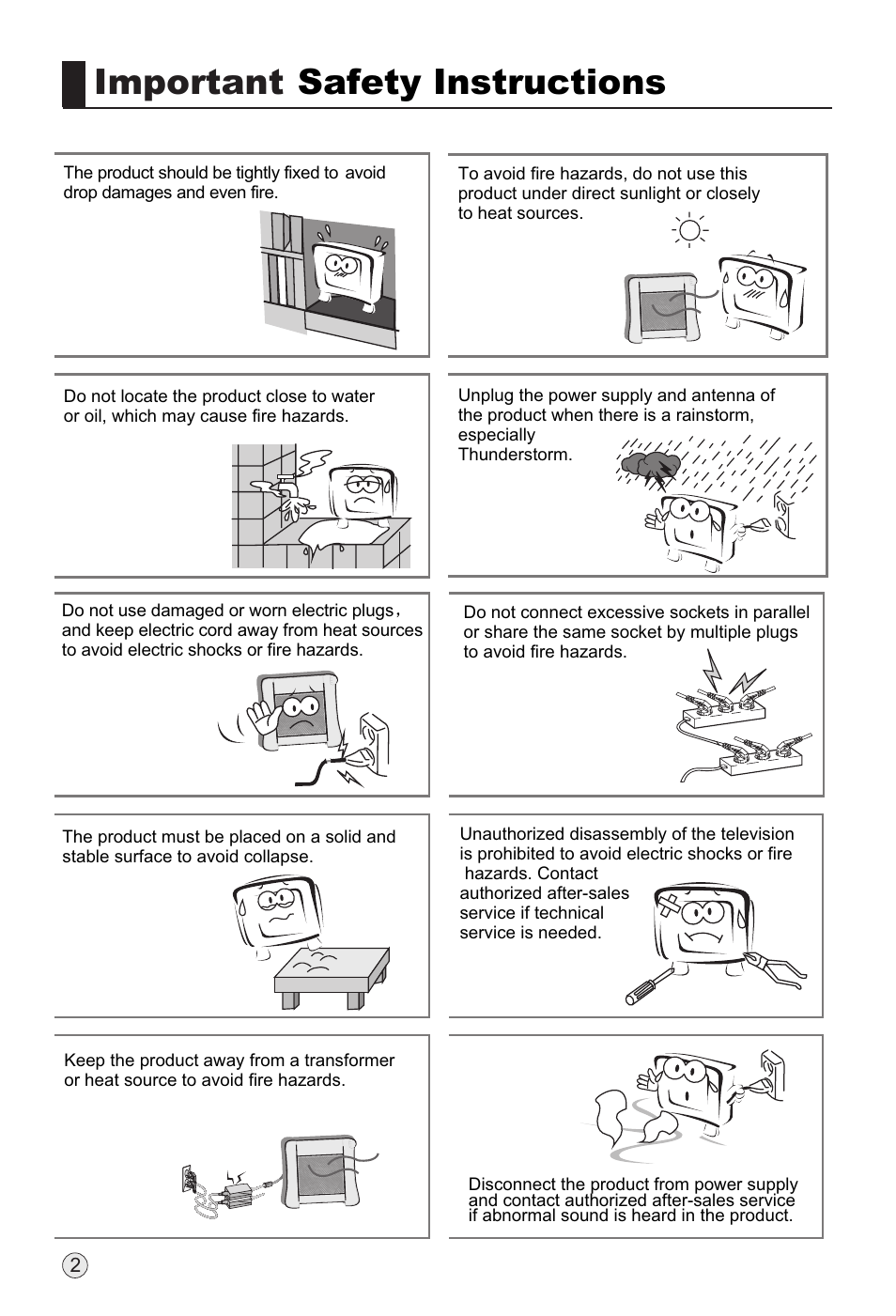 Important safety instructions | haier L32H8 User Manual | Page 4 / 35