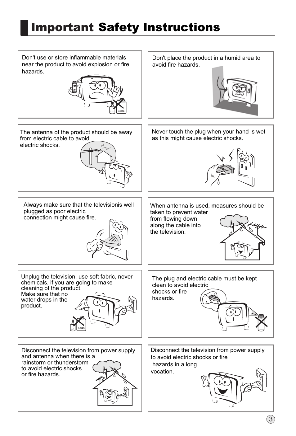 Important safety instructions | haier L32H8 User Manual | Page 5 / 35