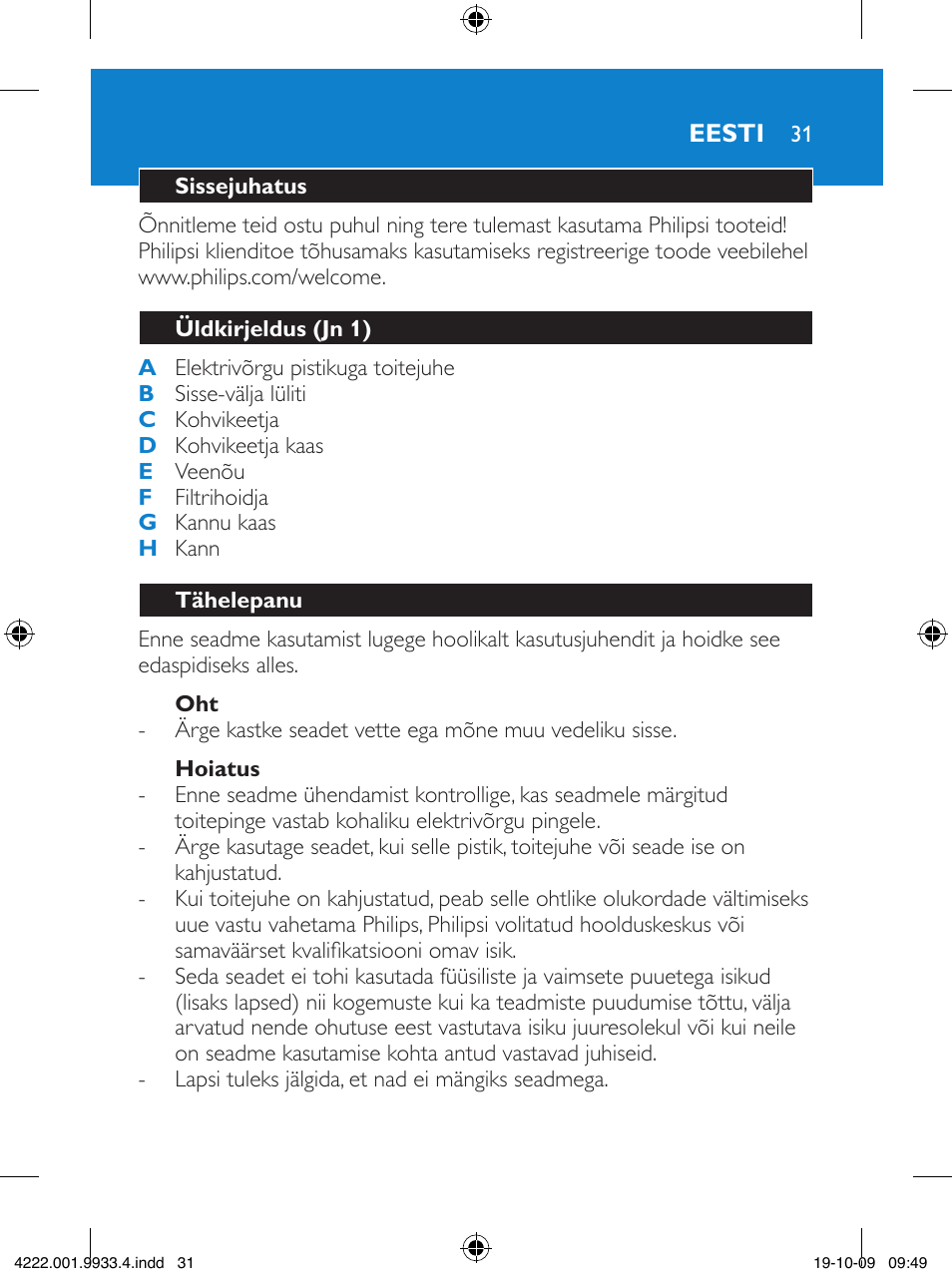 Philips HD7446 User Manual | Page 31 / 140