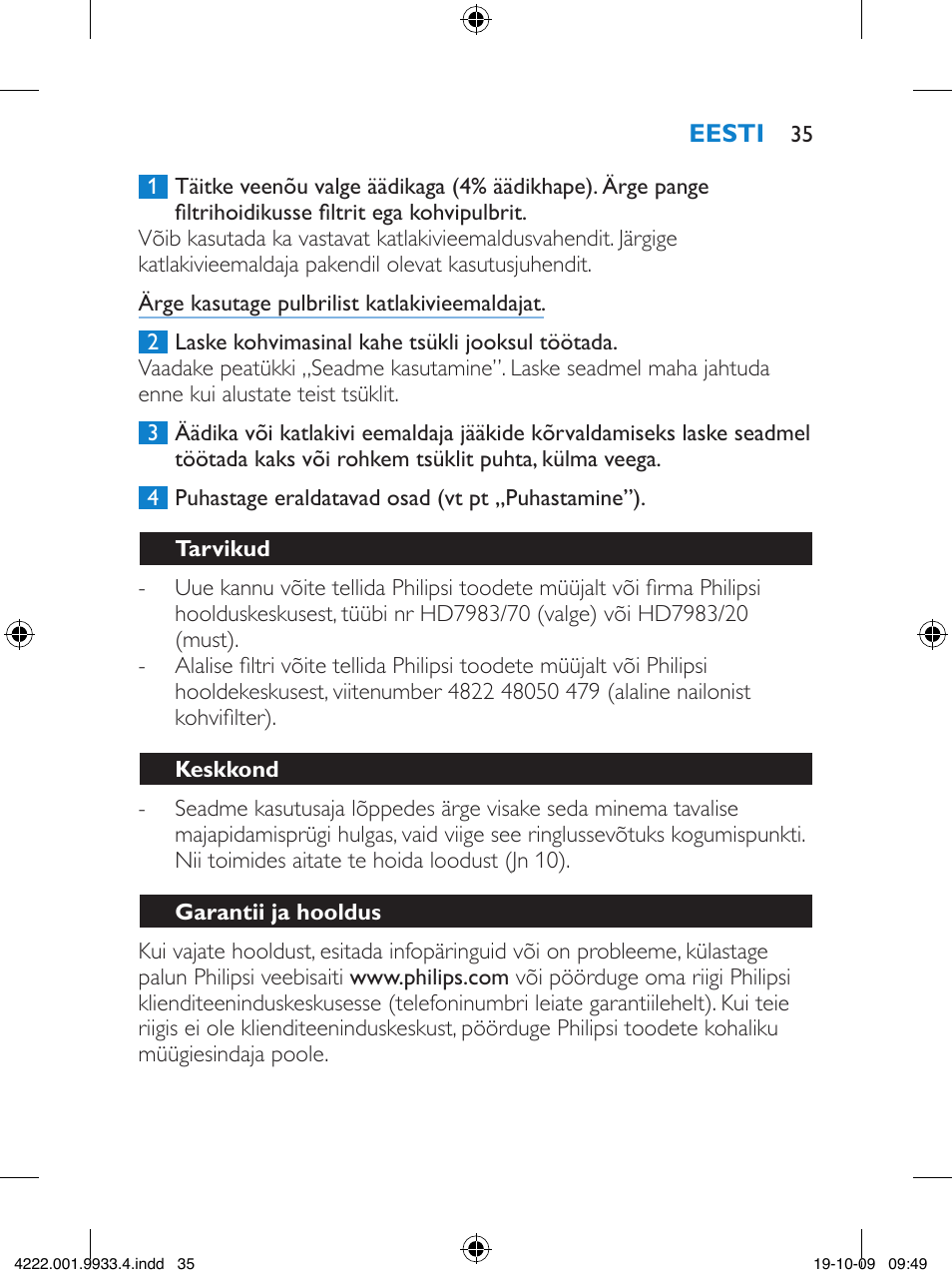 Philips HD7446 User Manual | Page 35 / 140